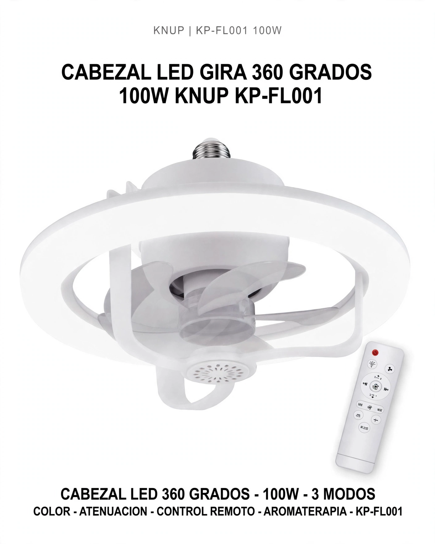 Luz con ventilador a control remoto 
